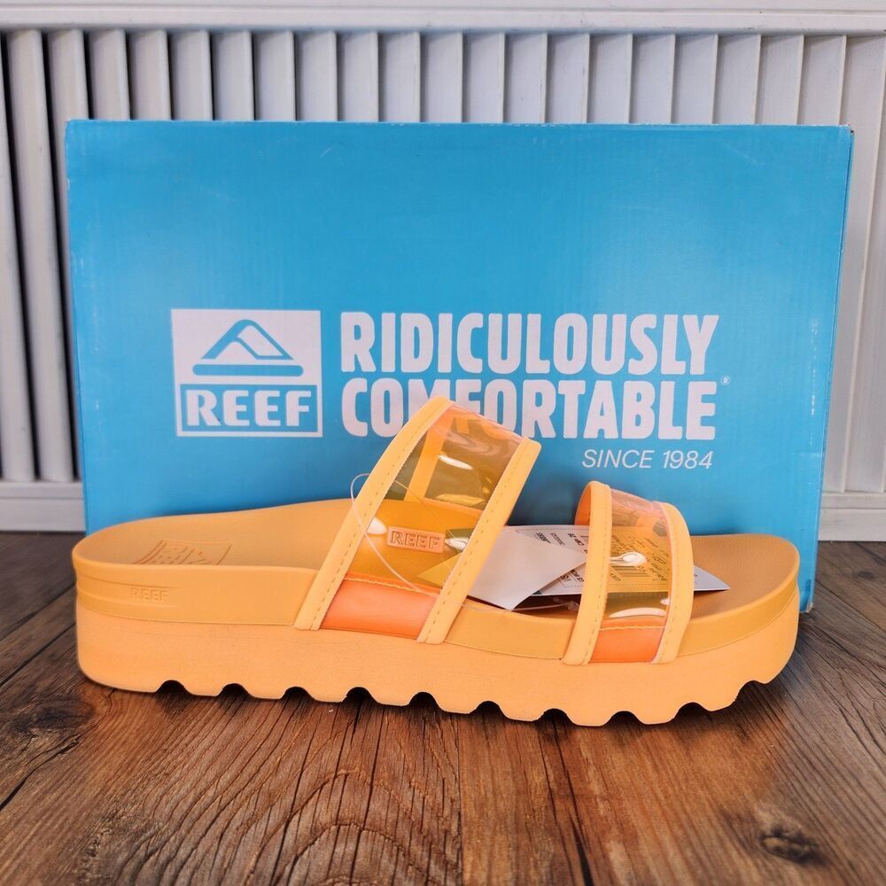 Reef Vista Hi-Energy Womens Size 9 Orangeade Beach Comfort Slide Sandals CJ6855